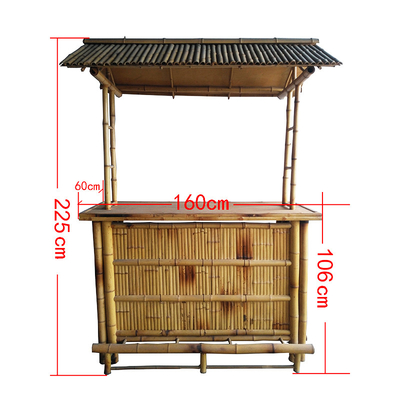 Het Bamboe Tiki Bar With Roof van 220 Cm Hoogte de Barkrukken van het 4 Stukkenbamboe