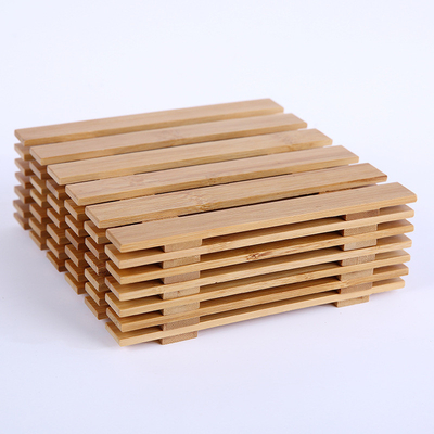 Kleine poreuze lege bamboe onderzetters voor vetplant pot lade 3,2 inch
