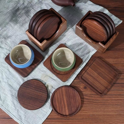 Kleine poreuze lege bamboe onderzetters voor vetplant pot lade 3,2 inch