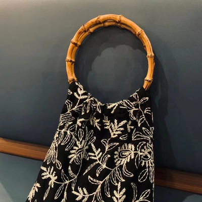 Ronde en halfronde bamboe zak handvat met bamboe wortel voor dames handtas